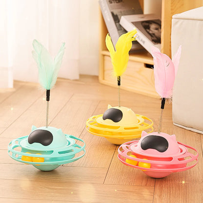 Feather Tumbler Ball Tracks Interactive Cat Toys