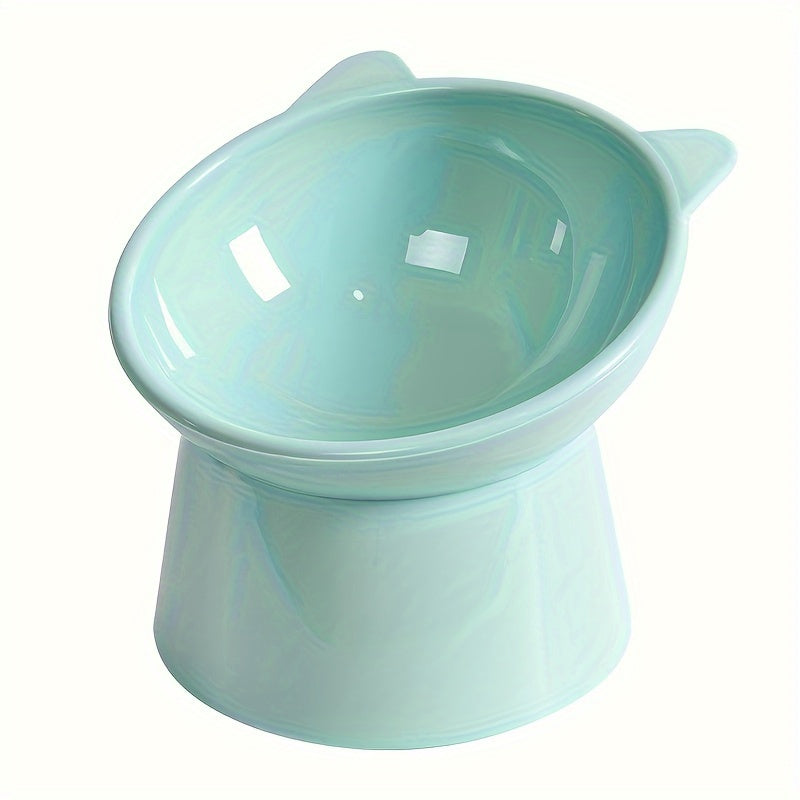 1pc Whisker-Friendly Elevated Cat Bowl with Tilted Design