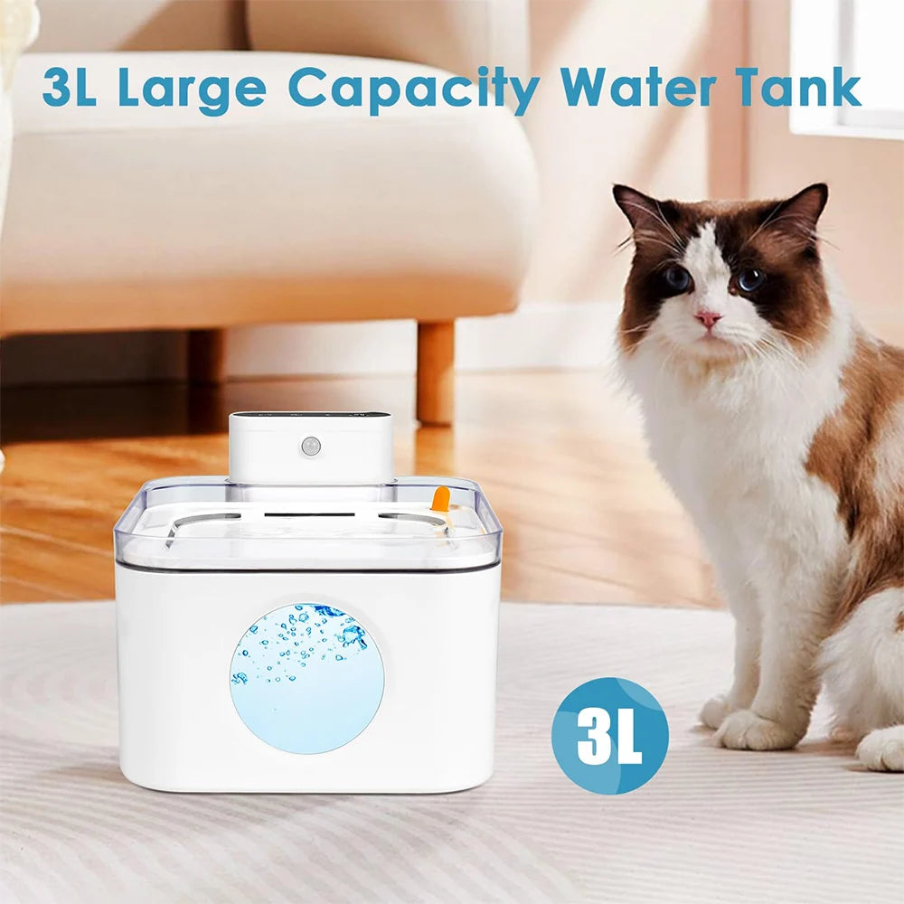 3L Wireless Pet Water Fountain Battery Powered Smart Induction Sensor Silent Filtration Automatic Water Fountain for Cat and Dog