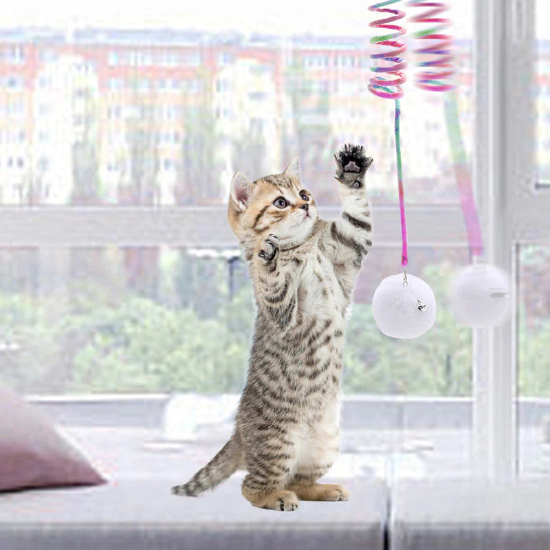 Hanging Spring Plush Ball Cat Toy