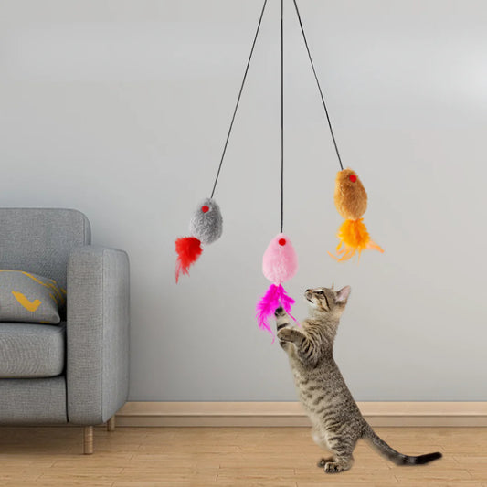 Hanging Cat Mouse Teaser Toys