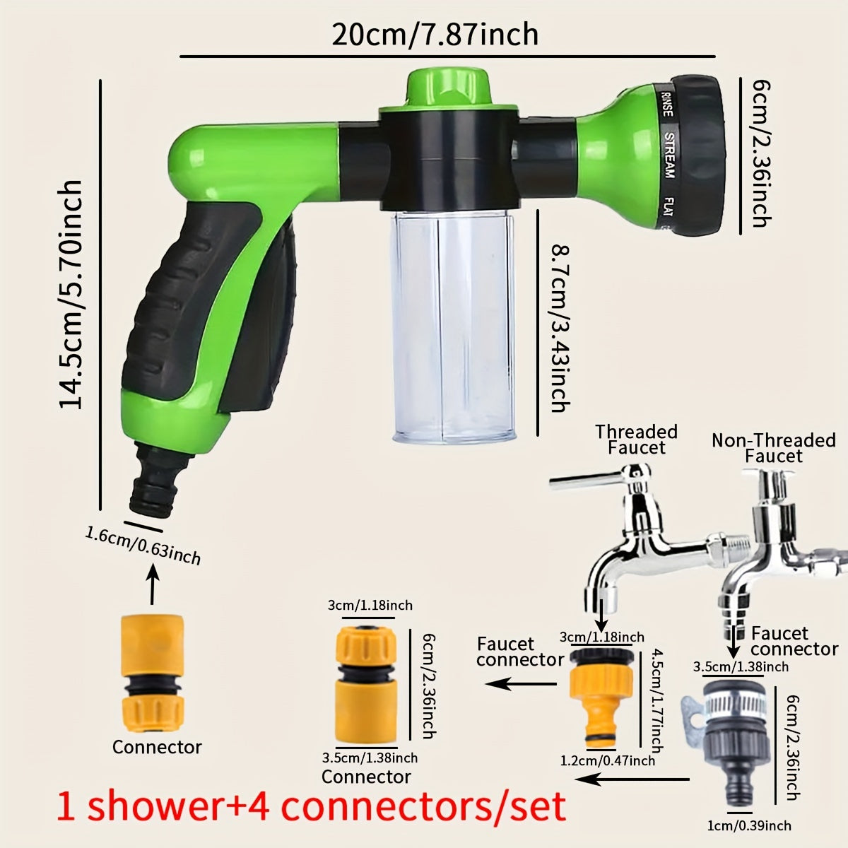 Pet Shower Pressure Washer Nozzles With Soap Dispenser Bottle