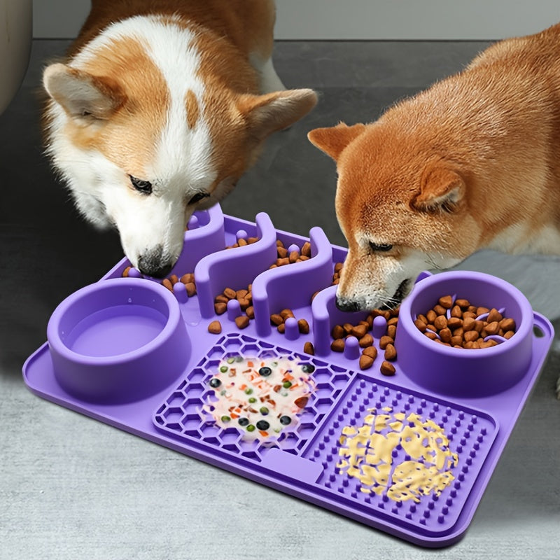 Lick Mat Slow Feeder Dog Bowl Set