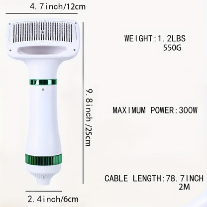 2-in-1 Portable Pet Hair Dryer And Grooming Brush For Dogs And Cats