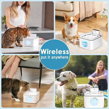 3L Wireless Pet Water Fountain Battery Powered Smart Induction Sensor Silent Filtration Automatic Water Fountain for Cat and Dog