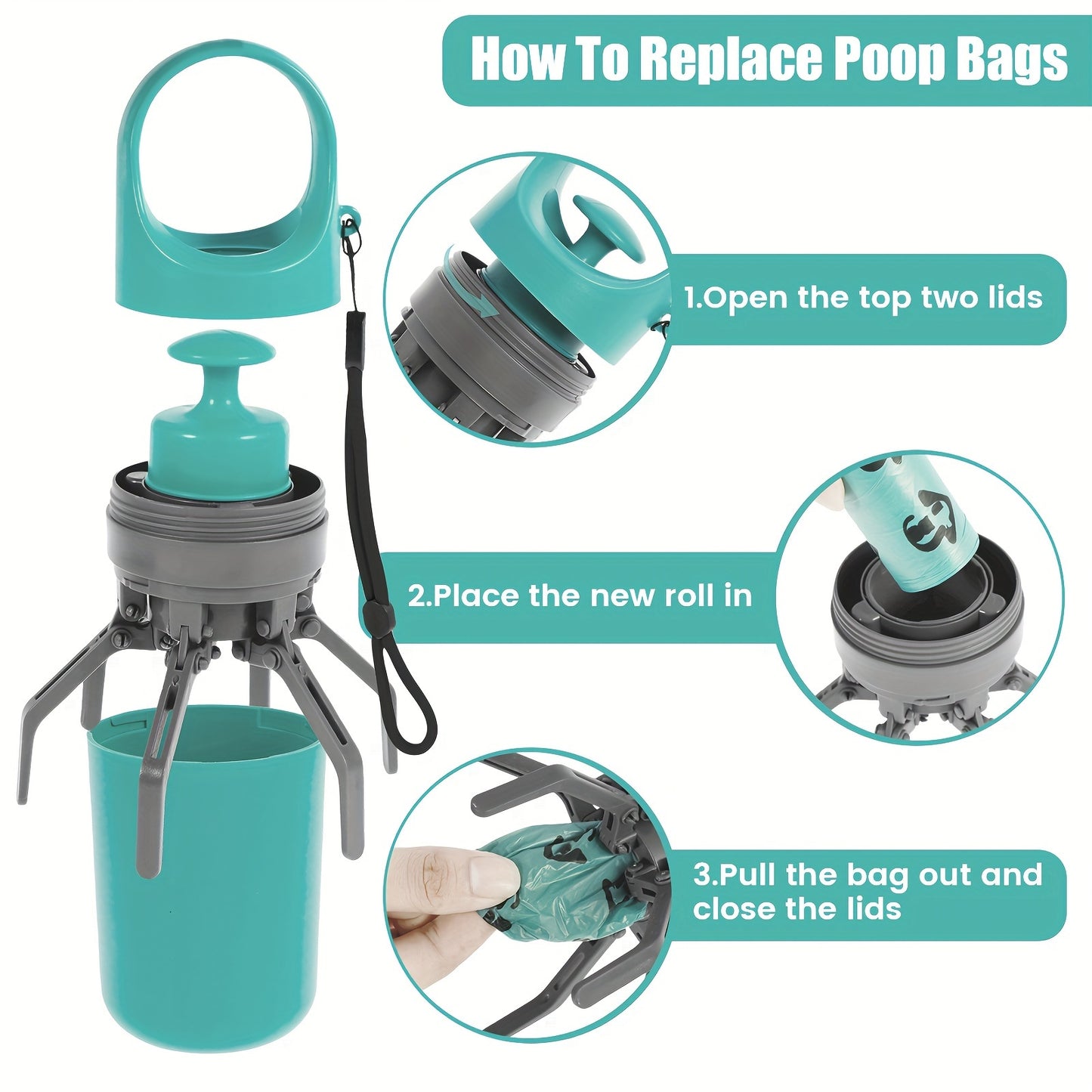 QuickClean Pet Poop Picker - Portable Outdoor Scooper with Dispenser