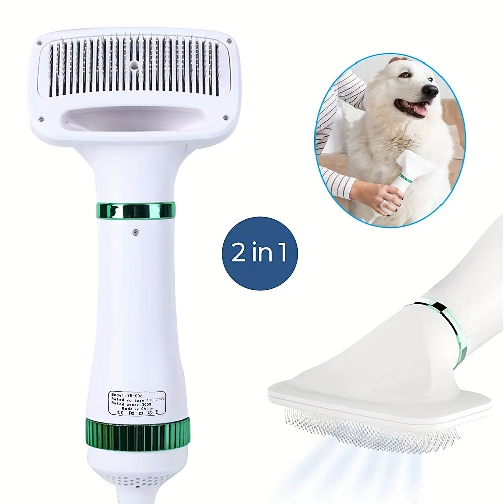 2-in-1 Portable Pet Hair Dryer And Grooming Brush For Dogs And Cats