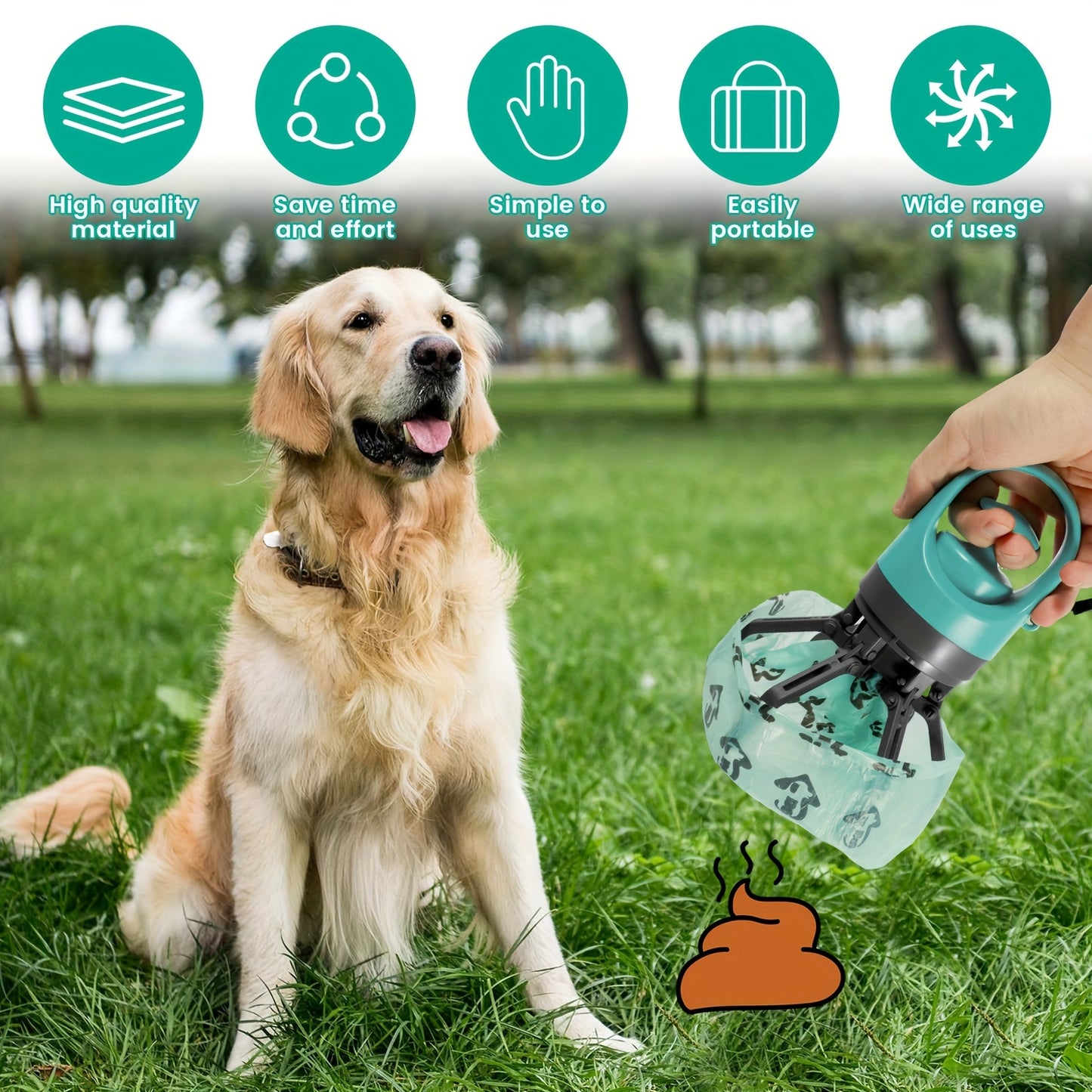 QuickClean Pet Poop Picker - Portable Outdoor Scooper with Dispenser